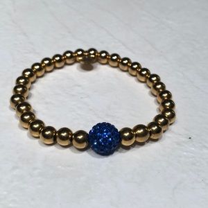 Blue and Gold Rustic Cuff beaded bracelet